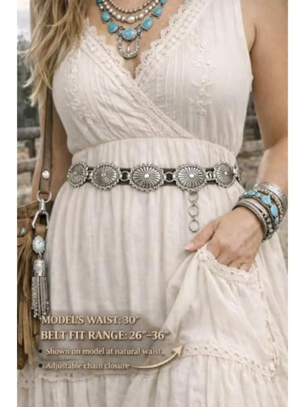 Stylish Western Metal Oval Concho Chain Belt - Trendy Accessory for Any Outfit